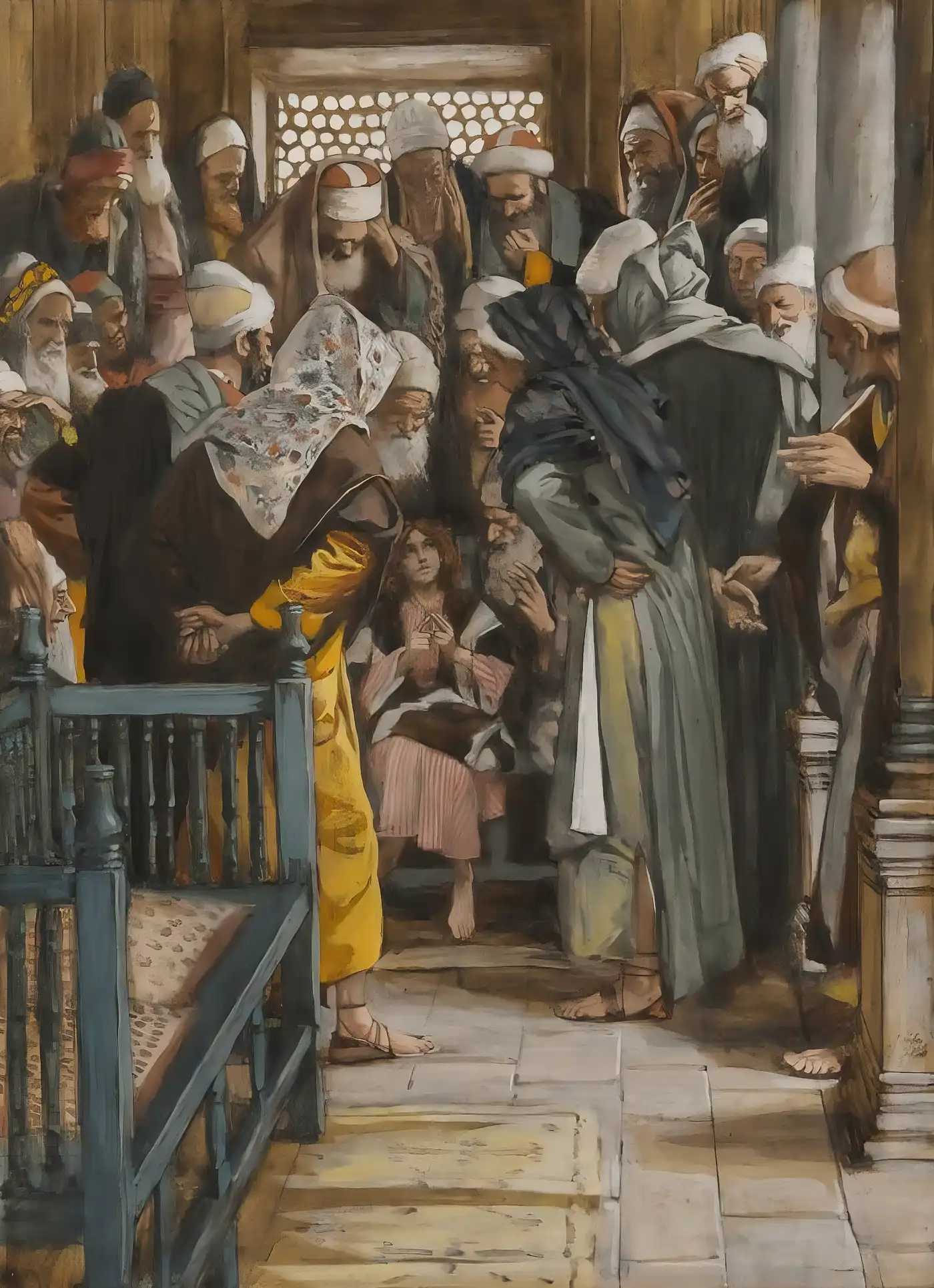 Jesus is found in the Temple discussing his faith with the teachers.